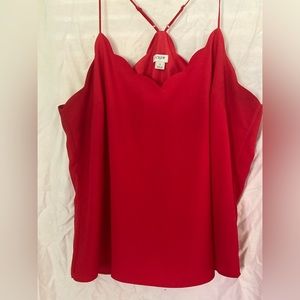 JCrew Red scalloped edge racer back cami